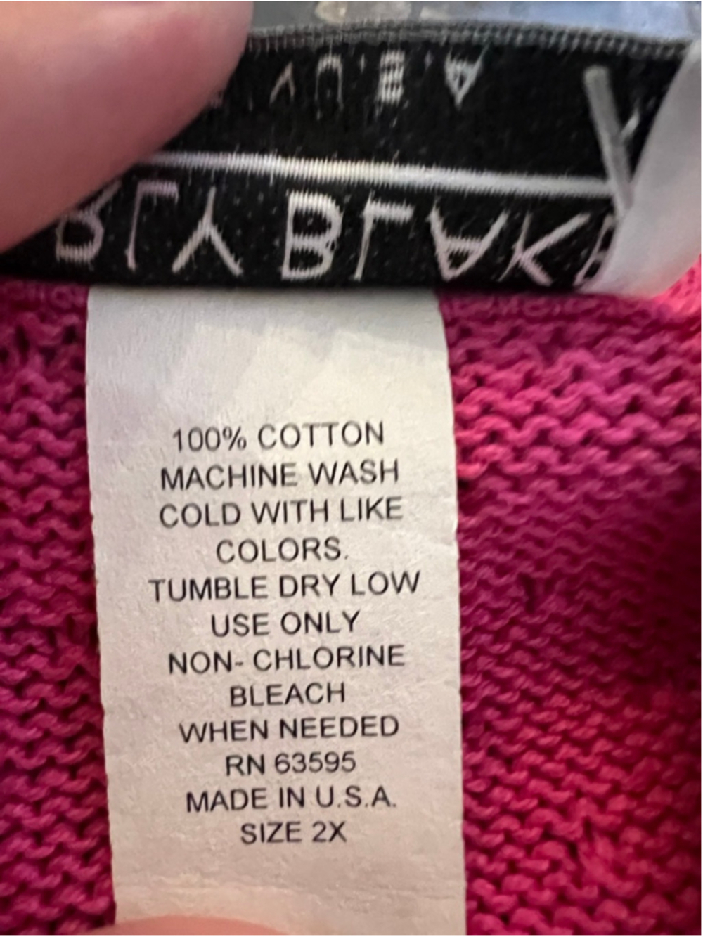 Carly Blake Sweater Vest Womens 2X Pink Sleeveless Knit Made In USA Cotton Vinta - Picture 6 of 6